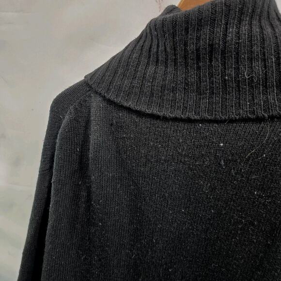 By Anthropologie Sweater Womens XS Black Turtleneck Side Slits Boxy Oversized - Picture 5 of 10